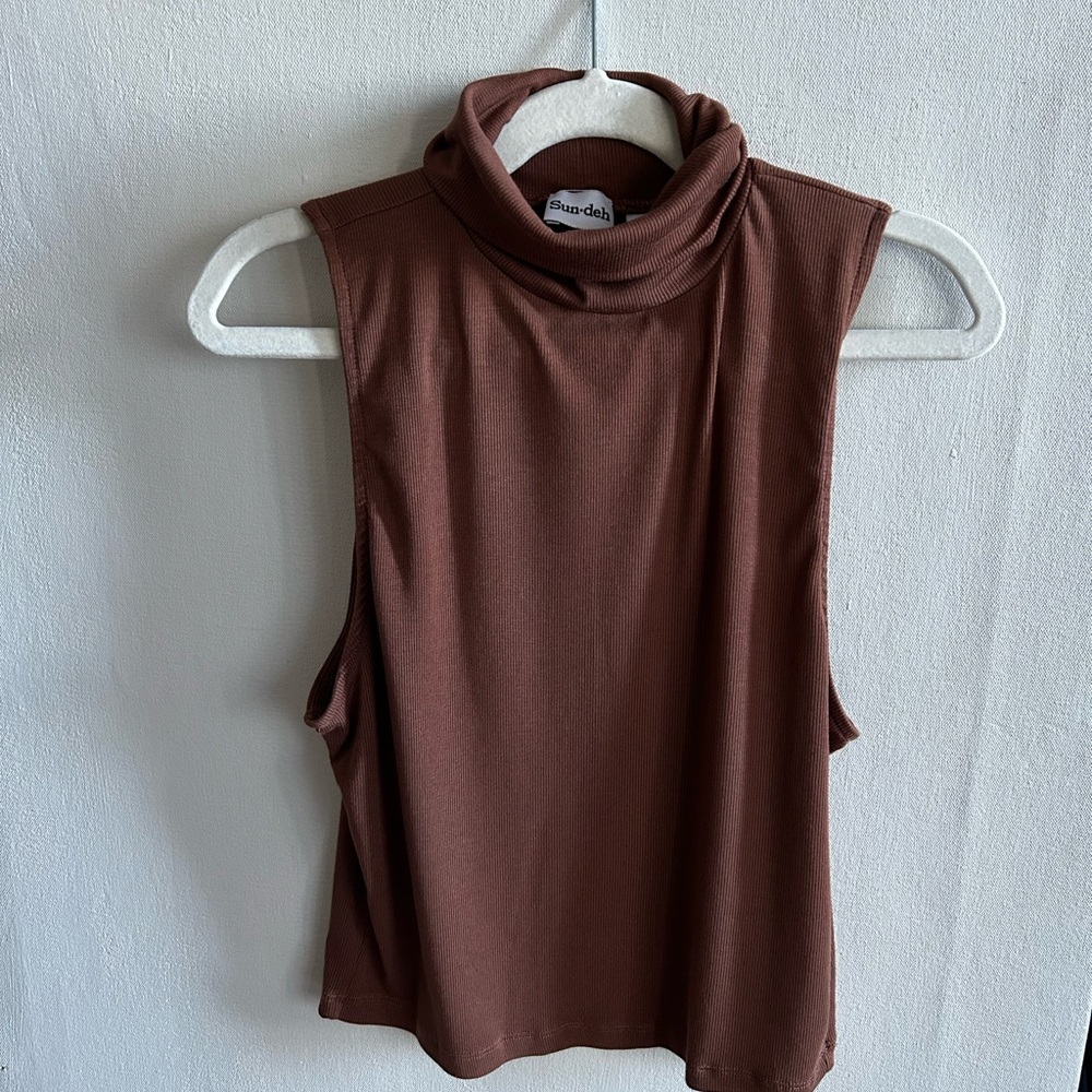 Brown turtleneck tank top